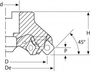 Glava čelnega rezkarja 45° za SN.. 1206 / ONMU 1205