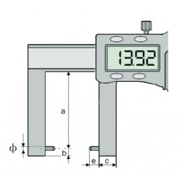 Merilo pomično digitalno za merjenje zunanjih utorov - okrogla konica