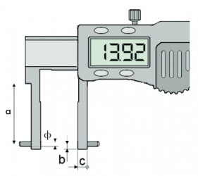 Merilo pomično digitalno za merjenje notranjih utorov - okrogla konica