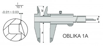 Merilo pomično brez paralakse z mm razdelitvijo DIN 862