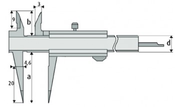Merilo pomično malo z ozkim kljunom in ozkimi konicami 100 mm