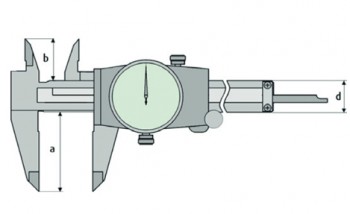 Merilo pomično z merilno uro in valjem DIN 862