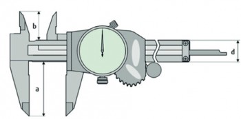 Merilo pomično z merilno uro in s skritim stojalom 150 mm DIN 862 IP 40