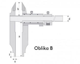 Merilo pomično iz specialnega jekla s konicami in s fino nastavitvijo