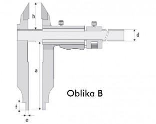 Merilo pomično precizno s konicami in fino nastavitvijo DIN 862, natančnost 0,02 mm