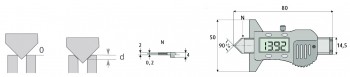 Merilo pomično globinsko digitalno za merjenje vdolbine izvrtine 90&deg;
