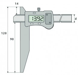 Merilo pomično globinsko digitalno z asimetričnim mostom 200 mm