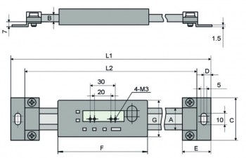 Merilo pomično vgradno digitalno DIN 862, vodoravno, PRESET funkcija