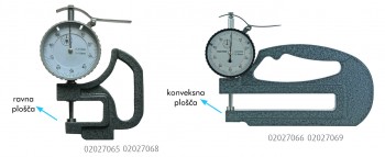 Merilna ura analogna za merjenje debeline, z ravno ali konveksno ploščo