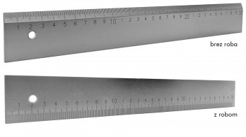 Ravnilo jekleno delavniško pocinkano z merilom, s poševnimi robovi ali brez