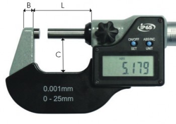 Mikrometer digitalni zunanji z 2 mm razmakom vretena DIN 863, IP 65