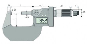 Mikrometer digitalni za merjenje debeline listov DIN 863, IP 65