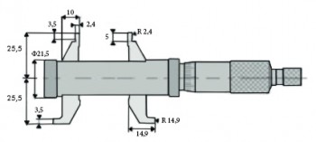 Mikrometer analogni notranji z dvojnim merilnim kljunom in nastavitveno mero