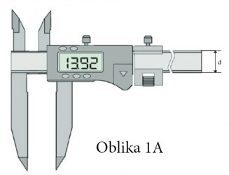 Merilo pomično digitalno s križnimi konicami in nožnim kljunom, ABS, funkcija PRESET