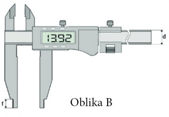 Merilo pomično digitalno s konicami in fino nastavitvijo, ABS, funkcija PRESET